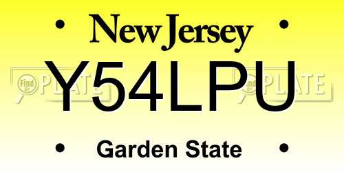 Y54LPU New Jersey License Plate