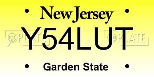 Y54LUT New Jersey License Plate