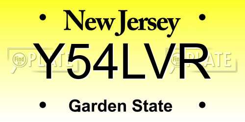 Y54LVR New Jersey License Plate