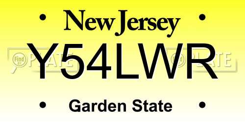 Y54LWR New Jersey License Plate