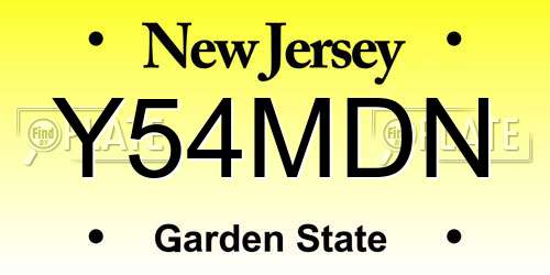 Y54MDN New Jersey License Plate