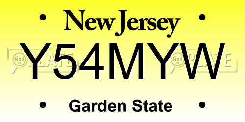 Y54MYW New Jersey License Plate
