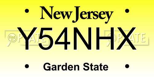 Y54NHX New Jersey License Plate