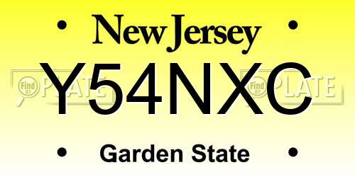 Y54NXC New Jersey License Plate