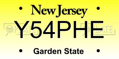 Y54PHE New Jersey License Plate