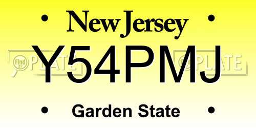 Y54PMJ New Jersey License Plate