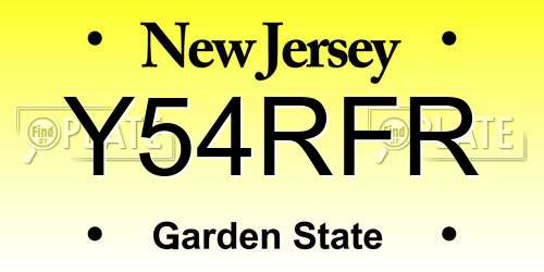 Y54RFR New Jersey License Plate