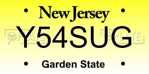 Y54SUG New Jersey License Plate