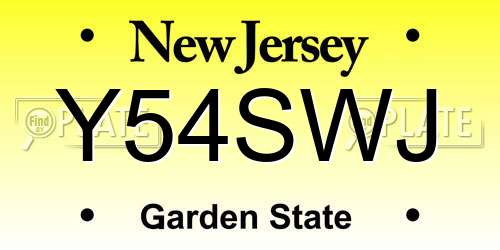 Y54SWJ New Jersey License Plate