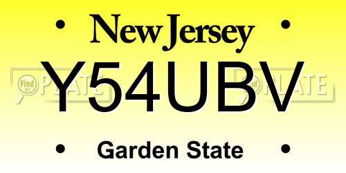 Y54UBV New Jersey License Plate