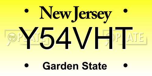 Y54VHT New Jersey License Plate
