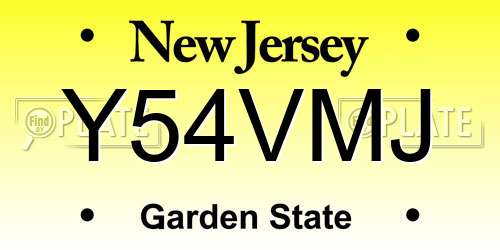 Y54VMJ New Jersey License Plate
