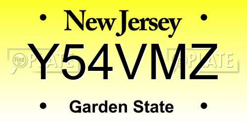 Y54VMZ New Jersey License Plate