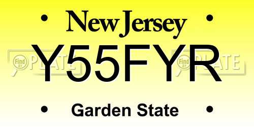 Y55FYR New Jersey License Plate