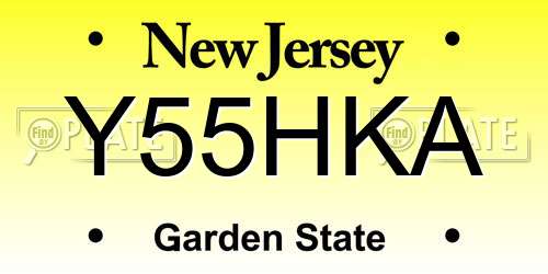 Y55HKA New Jersey License Plate