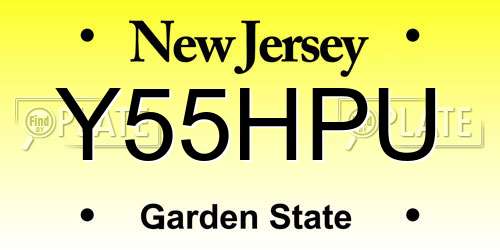 Y55HPU New Jersey License Plate