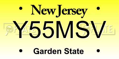 Y55MSV New Jersey License Plate