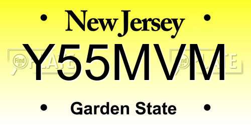 Y55MVM New Jersey License Plate