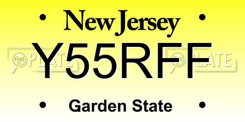 Y55RFF New Jersey License Plate