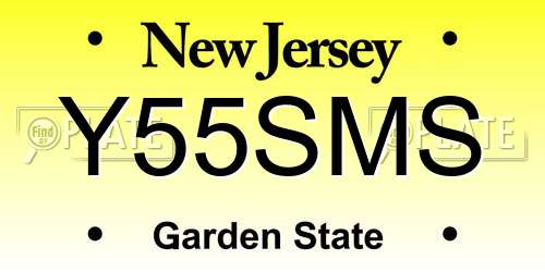 Y55SMS New Jersey License Plate