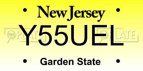 Y55UEL New Jersey License Plate