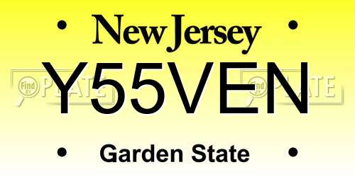 Y55VEN New Jersey License Plate