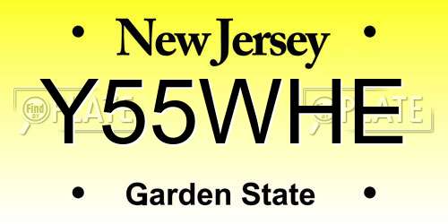 Y55WHE New Jersey License Plate