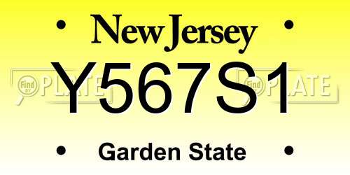 Y567S1 New Jersey License Plate