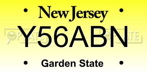 Y56ABN New Jersey License Plate