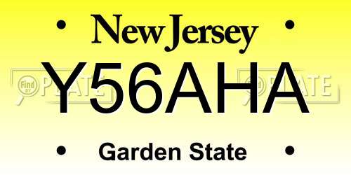 Y56AHA New Jersey License Plate