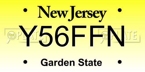 Y56FFN New Jersey License Plate