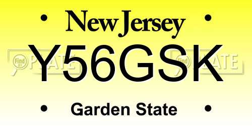 Y56GSK New Jersey License Plate