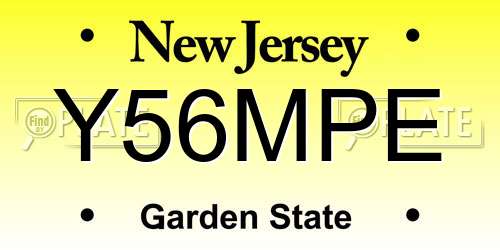 Y56MPE New Jersey License Plate