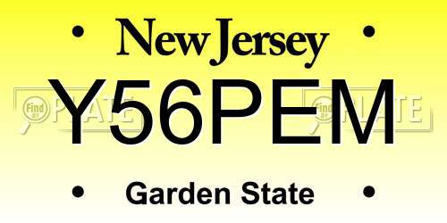 Y56PEM New Jersey License Plate