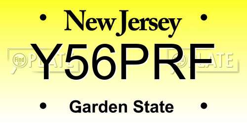 Y56PRF New Jersey License Plate