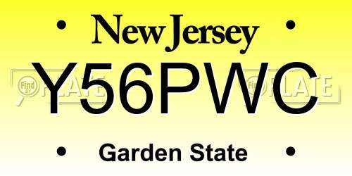 Y56PWC New Jersey License Plate