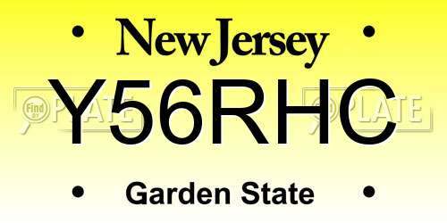 Y56RHC New Jersey License Plate