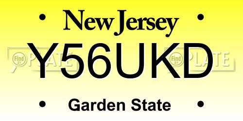 Y56UKD New Jersey License Plate
