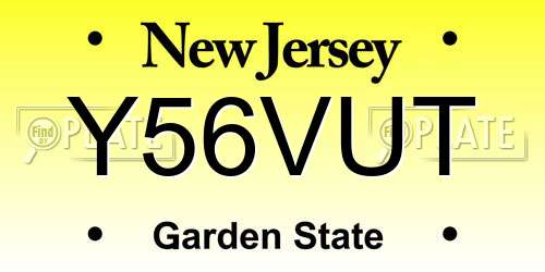 Y56VUT New Jersey License Plate