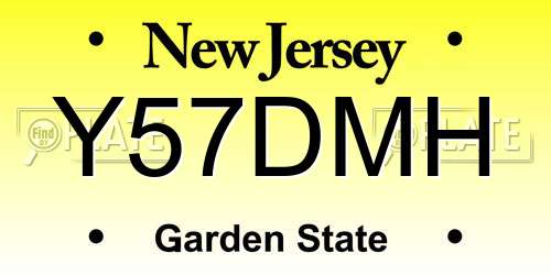 Y57DMH New Jersey License Plate