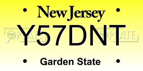 Y57DNT New Jersey License Plate