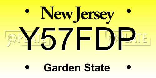 Y57FDP New Jersey License Plate