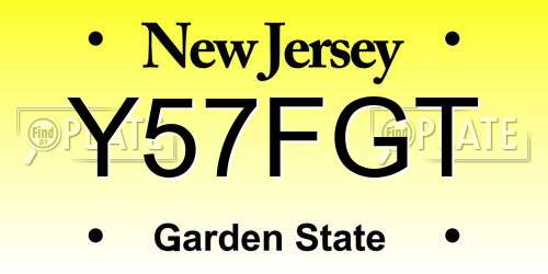 Y57FGT New Jersey License Plate