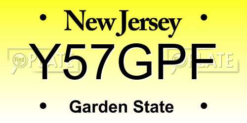 Y57GPF New Jersey License Plate