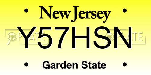 Y57HSN New Jersey License Plate