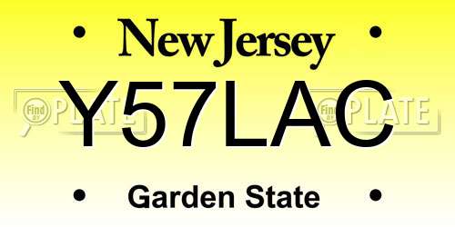 Y57LAC New Jersey License Plate