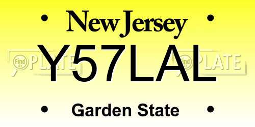 Y57LAL New Jersey License Plate