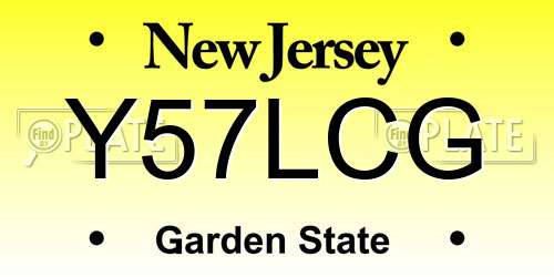 Y57LCG New Jersey License Plate