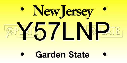 Y57LNP New Jersey License Plate