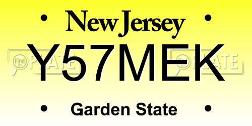 Y57MEK New Jersey License Plate
